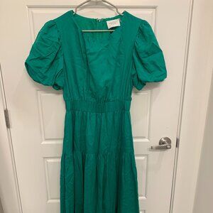 Tuckernuck Green Puff Sleeve Ginny Maxi Dress
